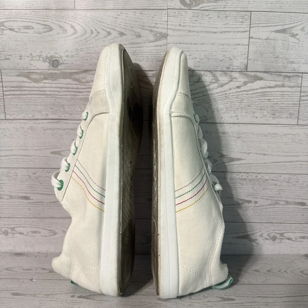 Vionic Beach Stinson Sneakers Sz 10 White Canvas Comfort Walking Lace Up Shoes